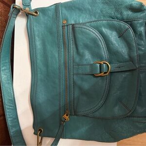 Teal Leather Shoulder Bag